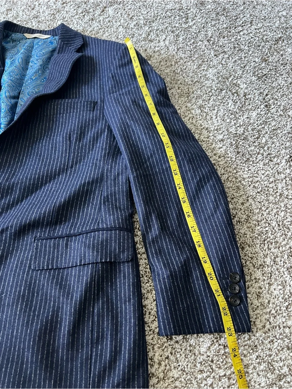 Carl Sterr Loro Piana Cashmere Wool Navy Pinstripe Sport Coat Blazer 38R